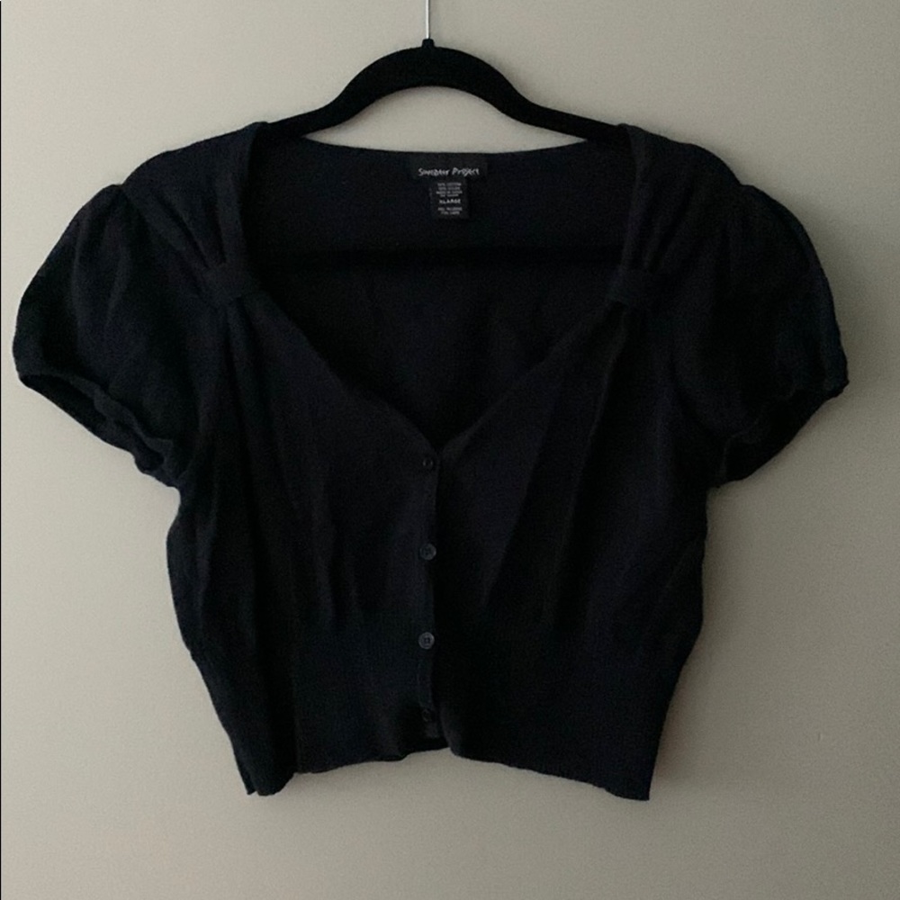 Black Cropped Cardigan